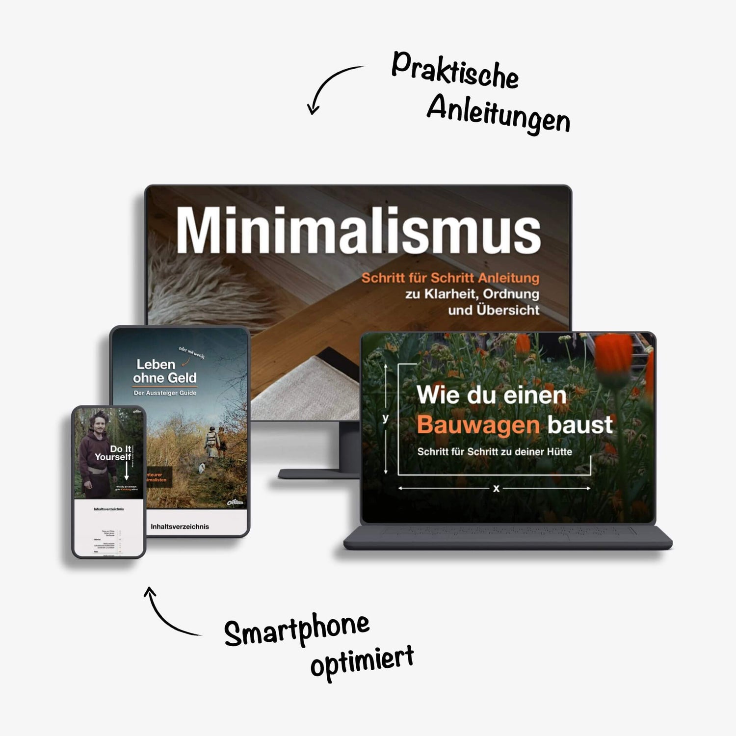 Der Autor in Wandersmann-Gewandung mit Doppelbeutel und Deckenrolle, im Grünen, vor einem blauen See und blauem Himmel.